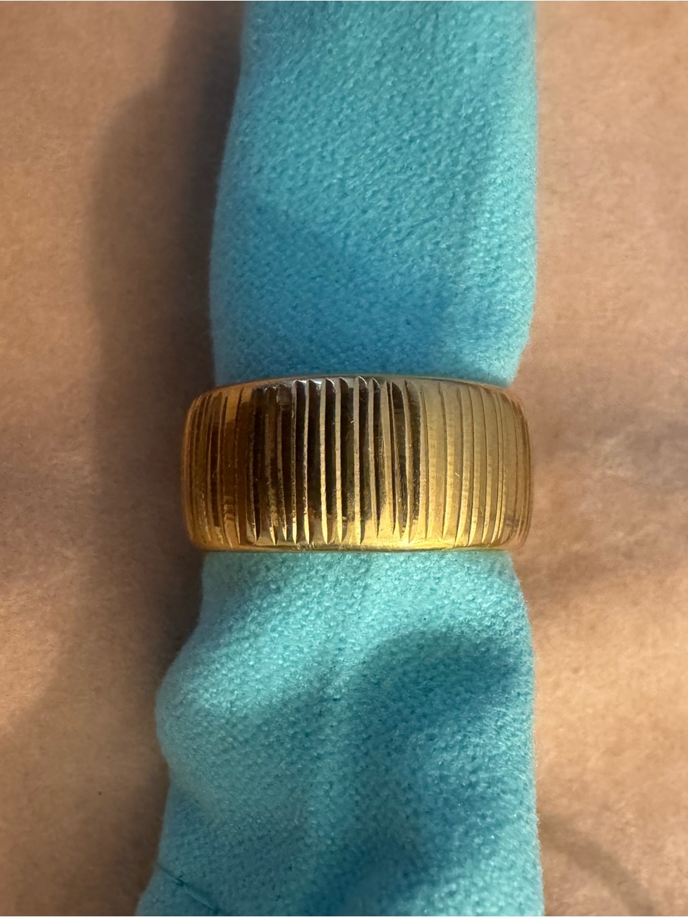Milor 14K RESIN ITALY Gold Ribbed Band Ring 7